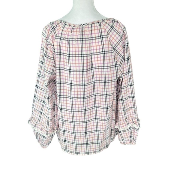 J. Crew - NWT Plaid Ruffle Trim Peasant Top Blouse Sz S - Picture 6 of 11
